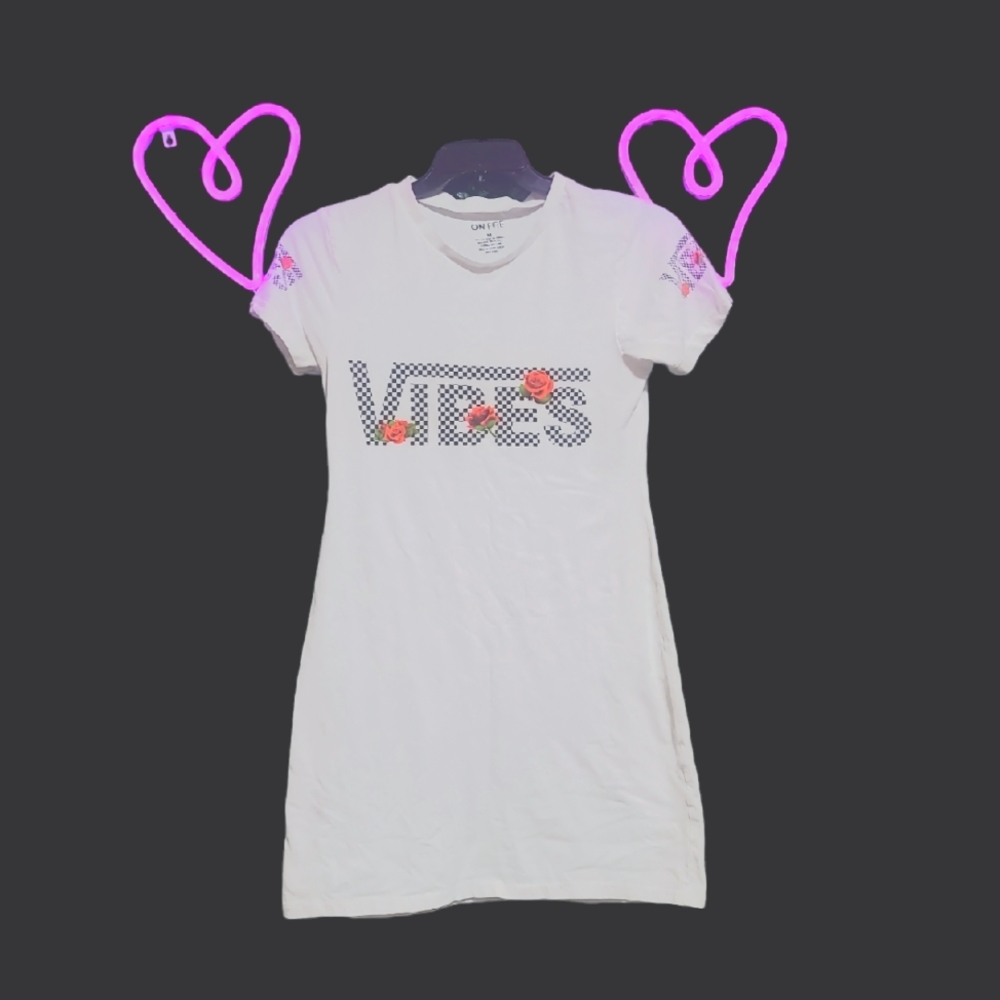 ON FIRE white "VIBES" dress